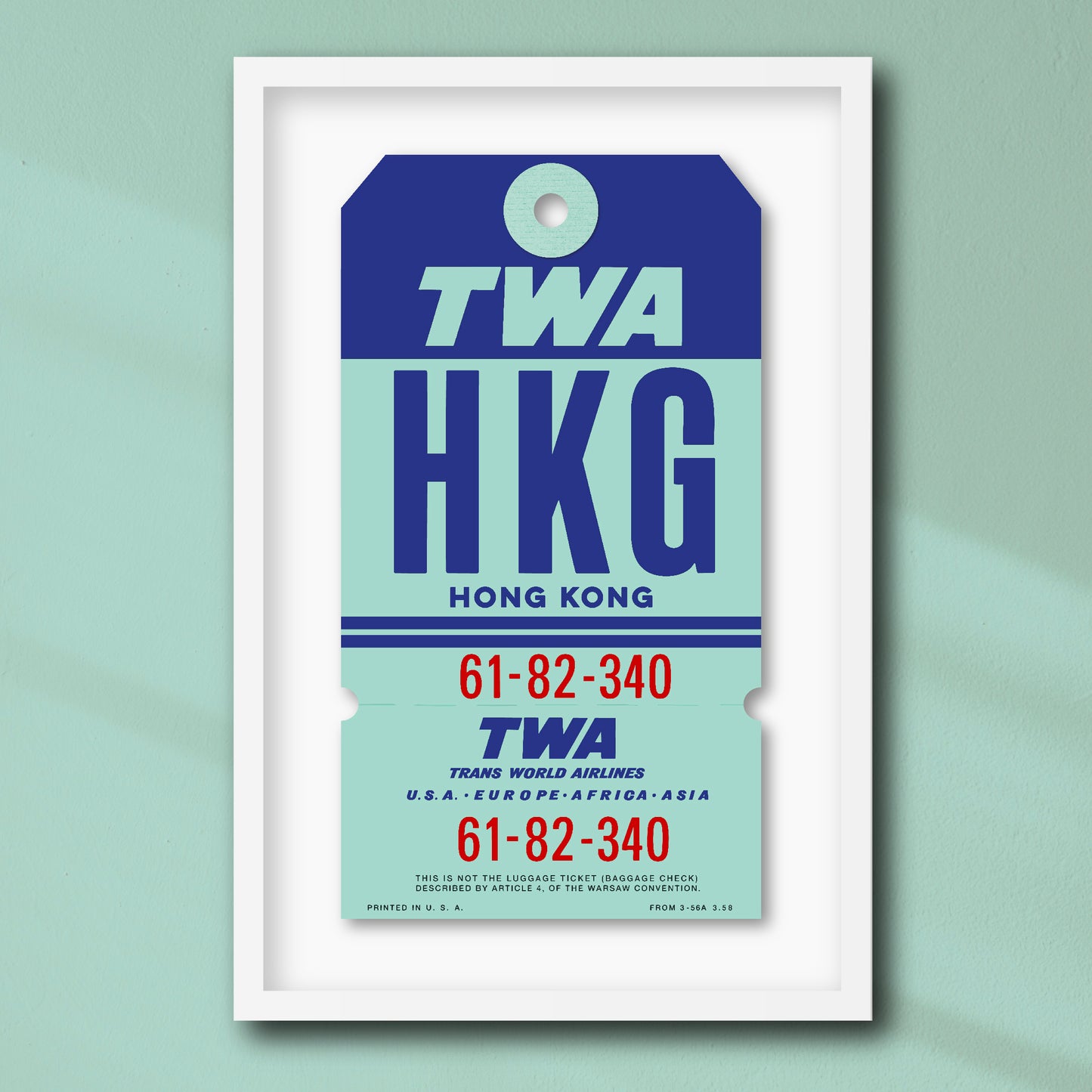 TWA 'HONG KONG’ LARGE LUGGAGE TAG
