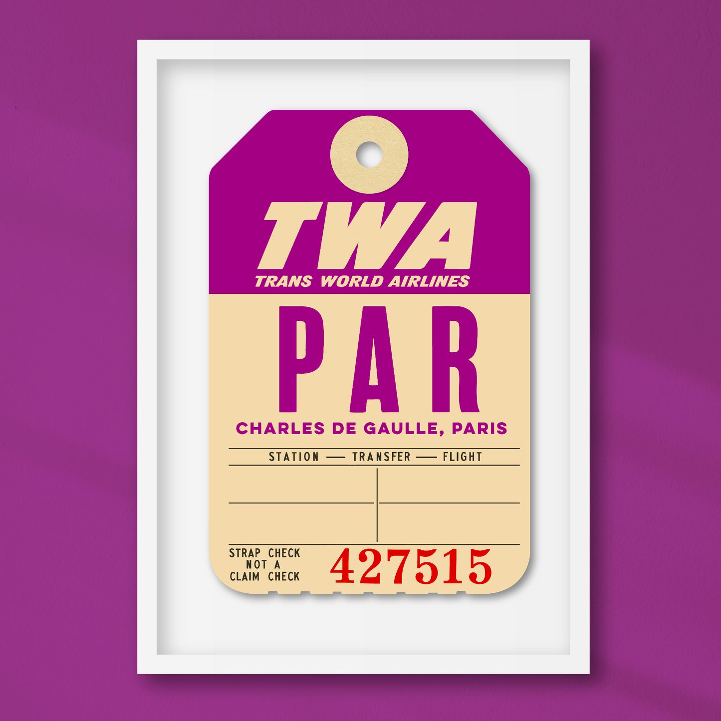 TWA ‘PARIS’ LUGGAGE TAG