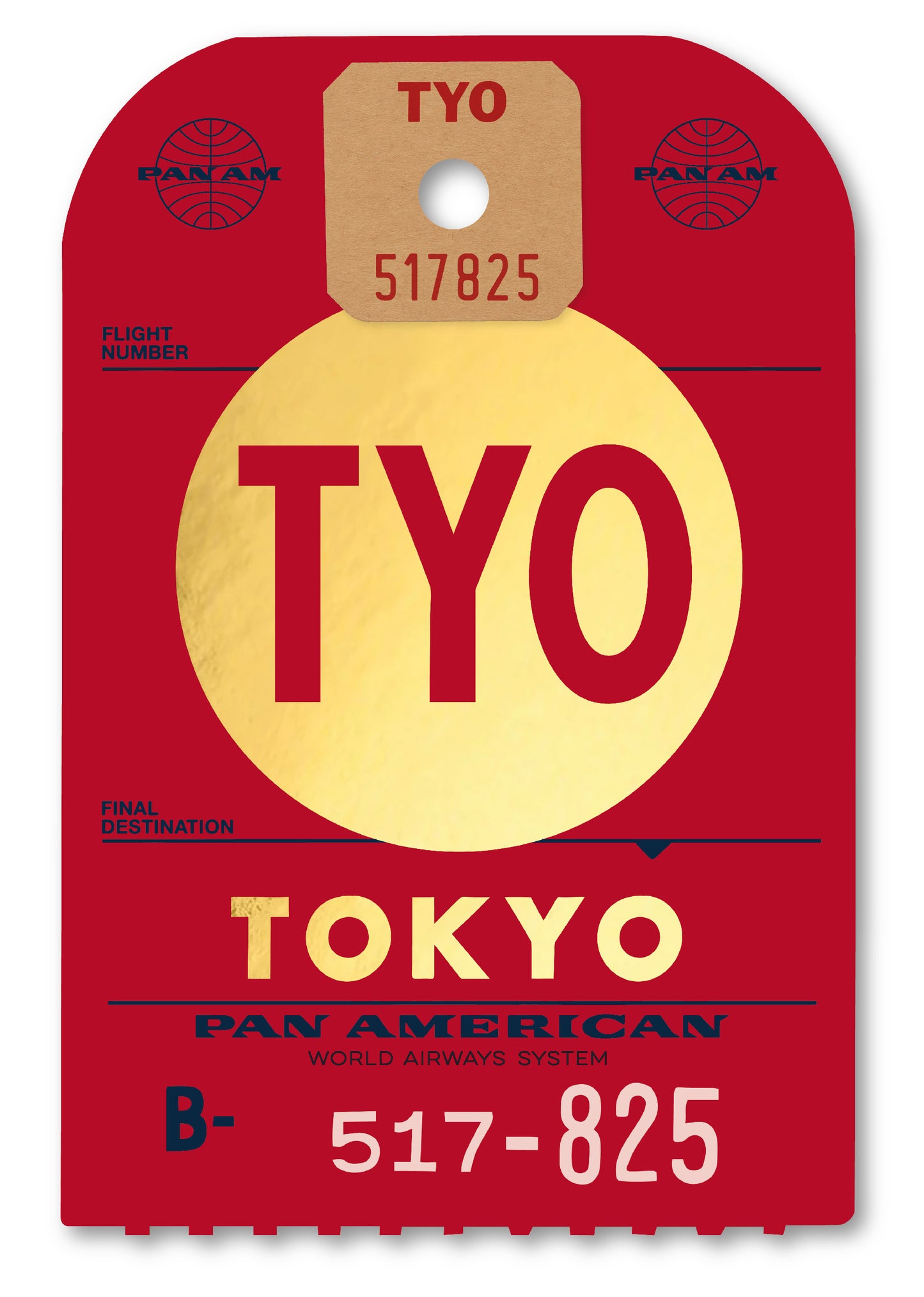 PAN AM GOLD TOKYO LUGGAGE TAG (UNIQUE PRINT)