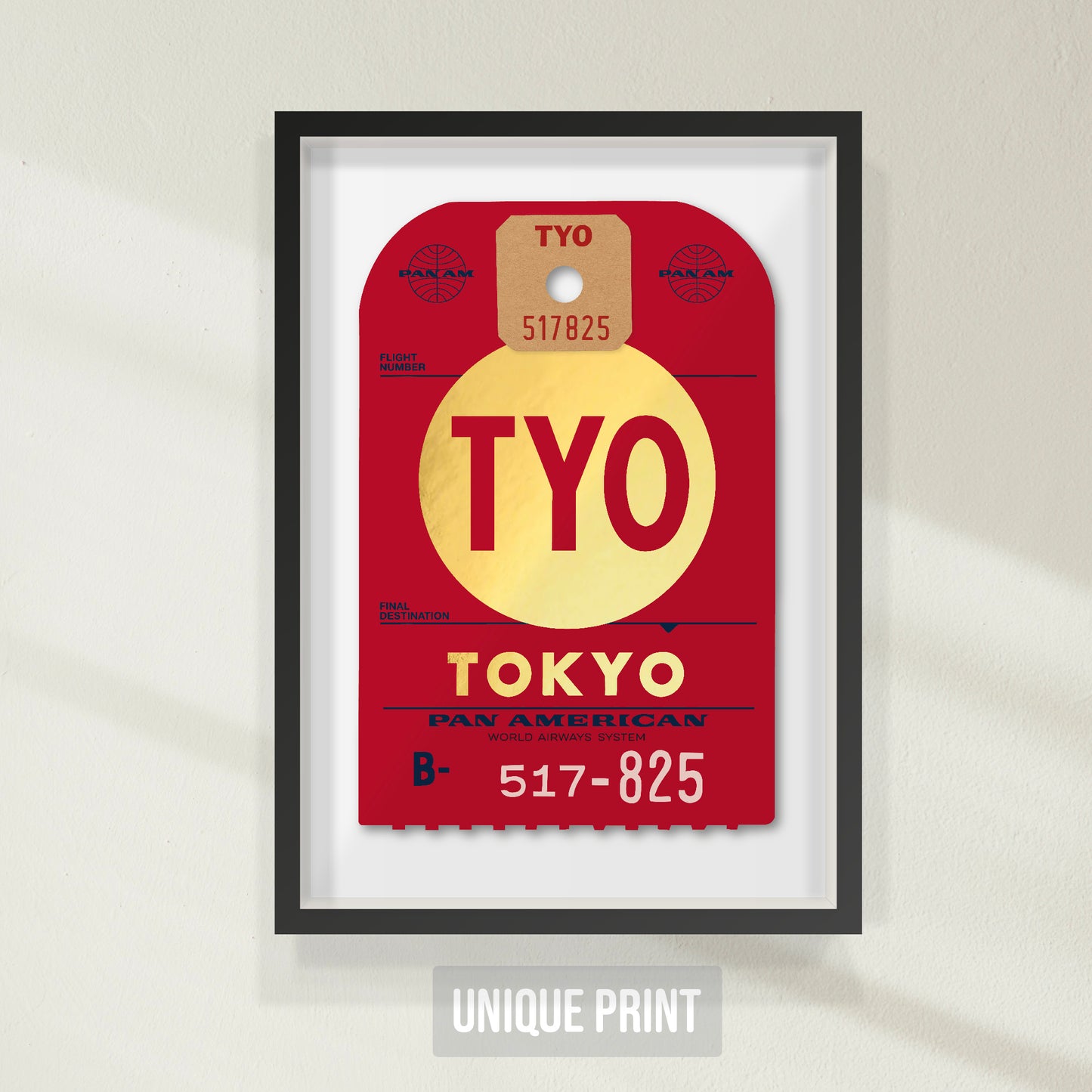 PAN AM GOLD TOKYO LUGGAGE TAG (UNIQUE PRINT)