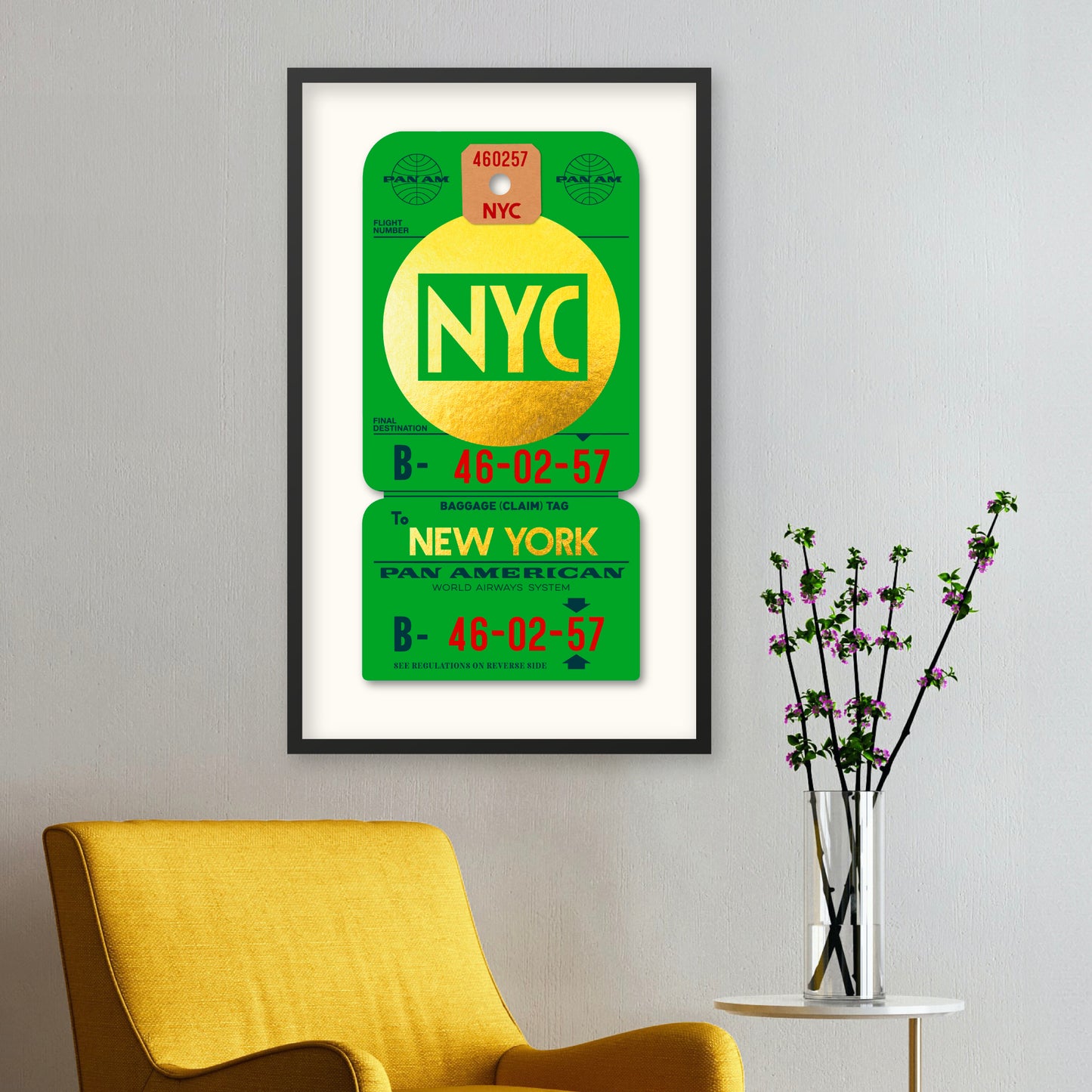 PAN AM GOLD NEW YORK CITY LUGGAGE TAG