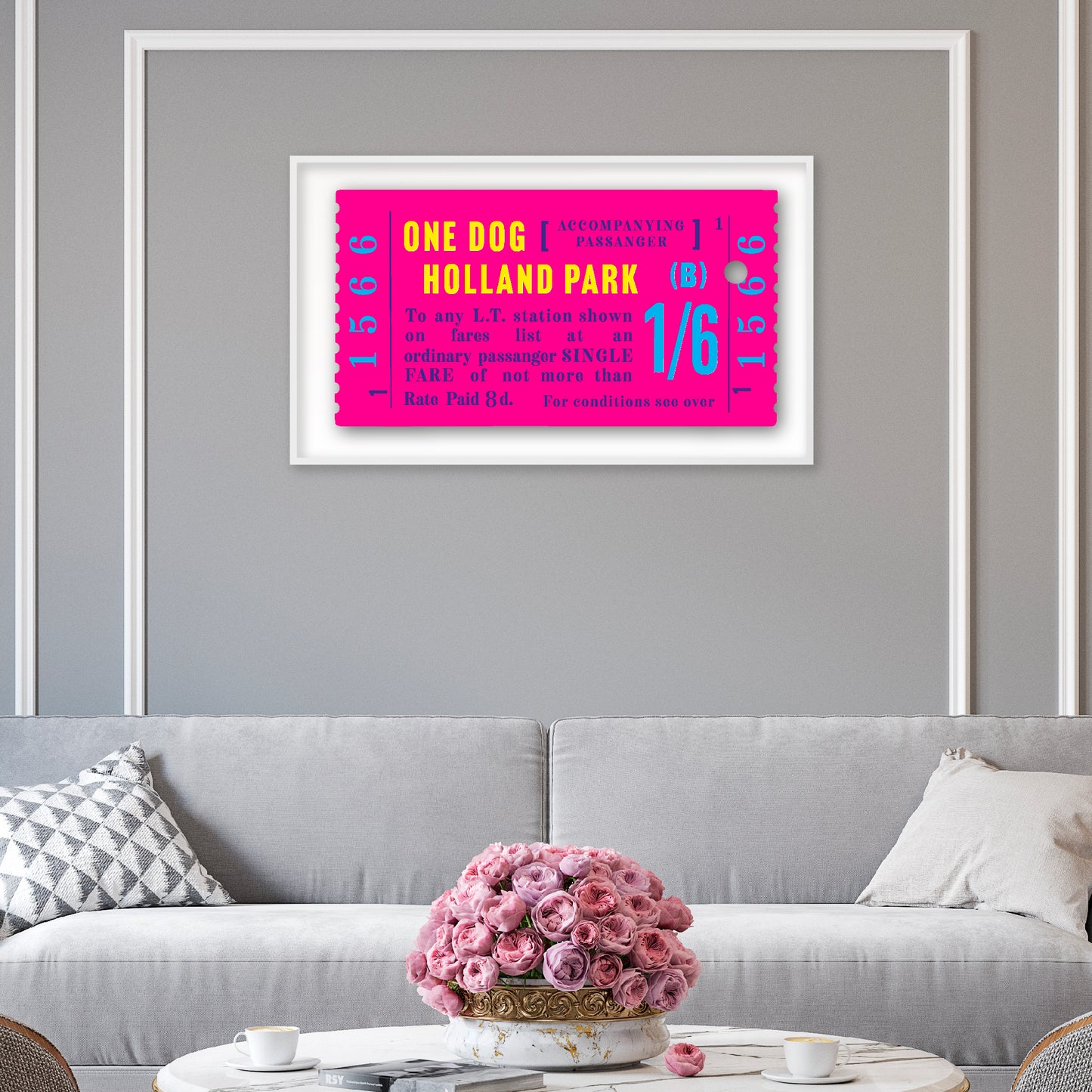 DOG TRAIN TICKET HOLLAND PARK (PINK)