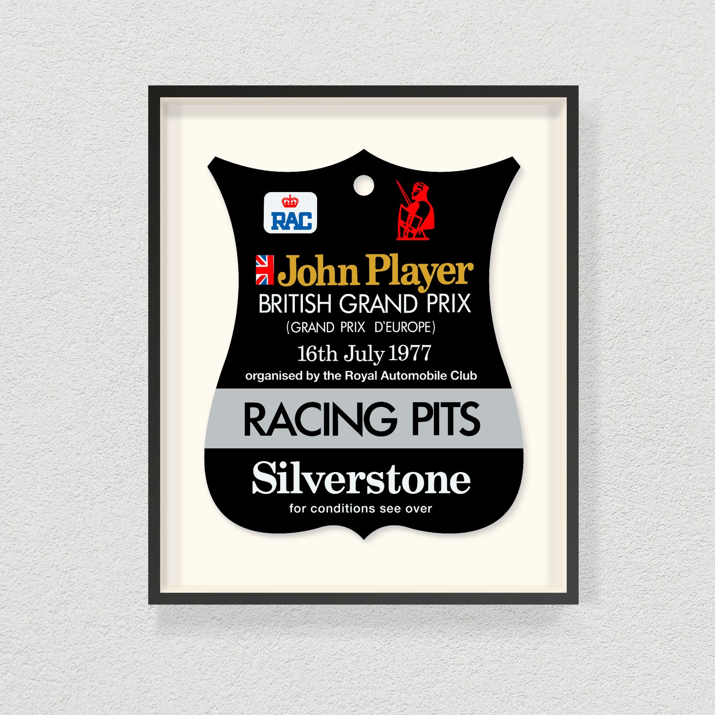 1977 SILVERSTONE F1 GRAND PRIX RACING PITS ENTRY TAG