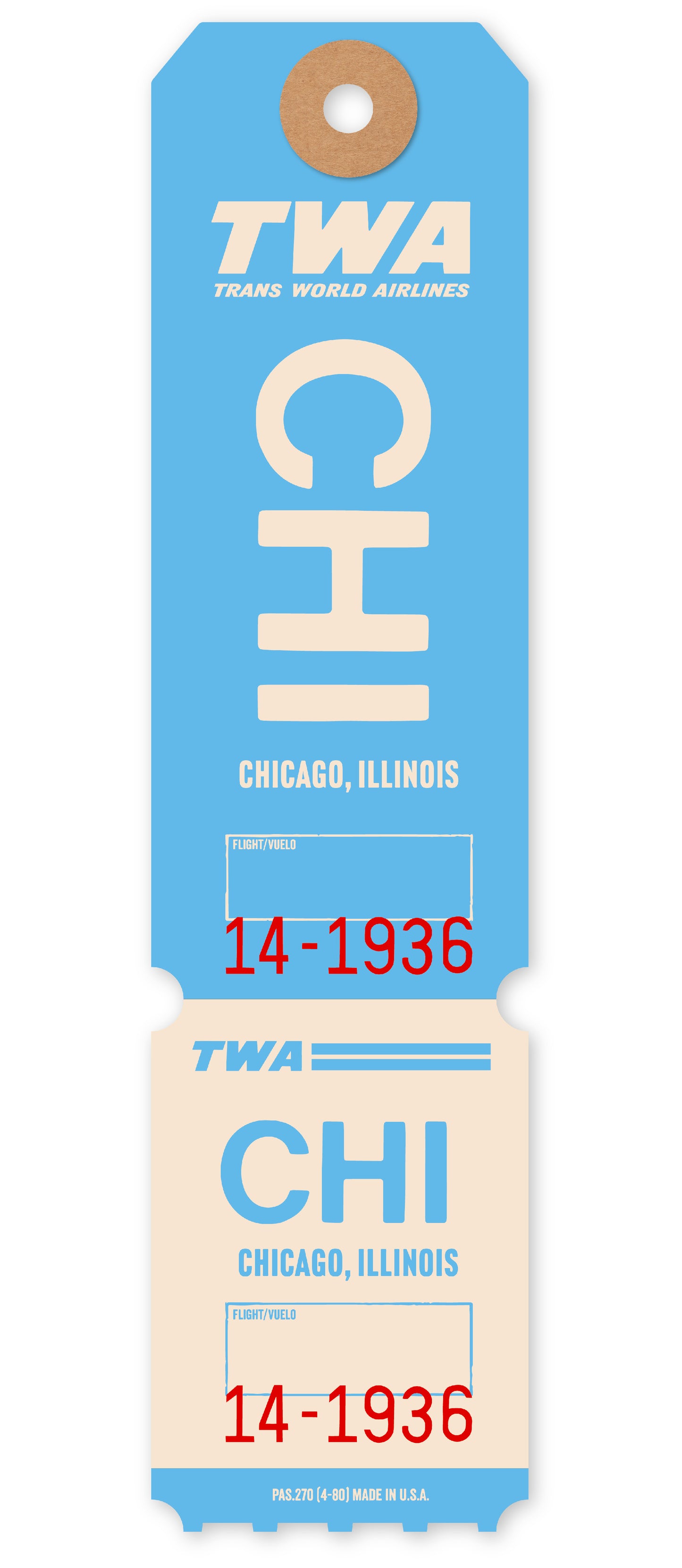 TWA ‘CHICAGO’ LUGGAGE TAG