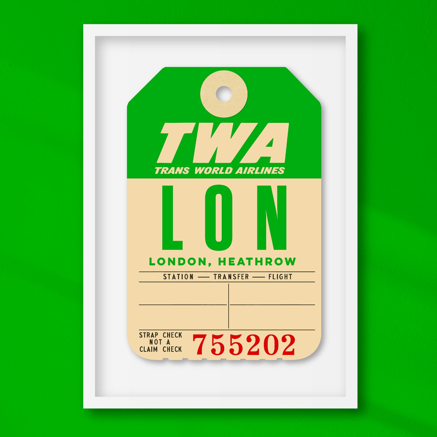 TWA ‘LONDON’ LUGGAGE TAG