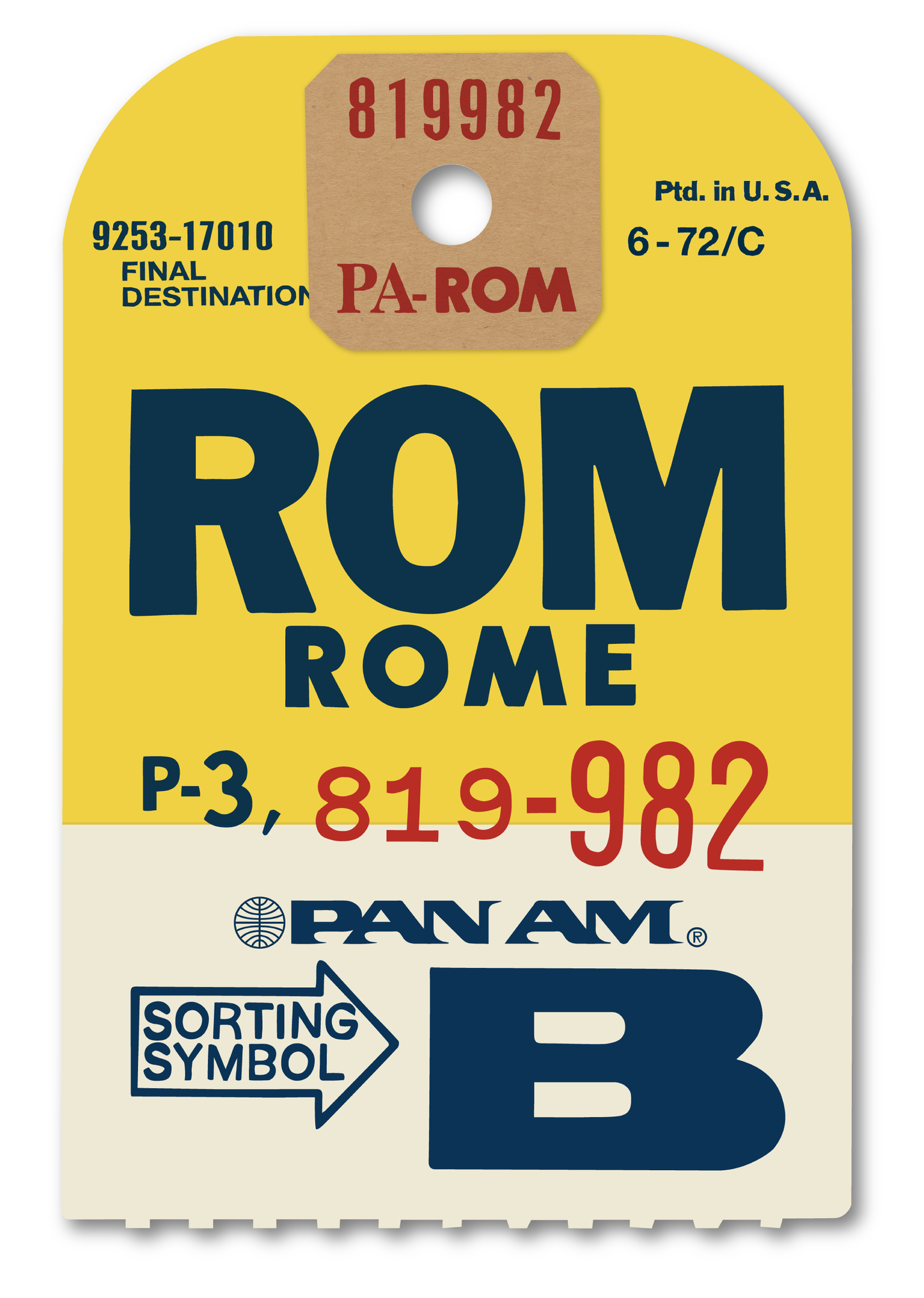PAN AM ‘ROME’ LUGGAGE TAG