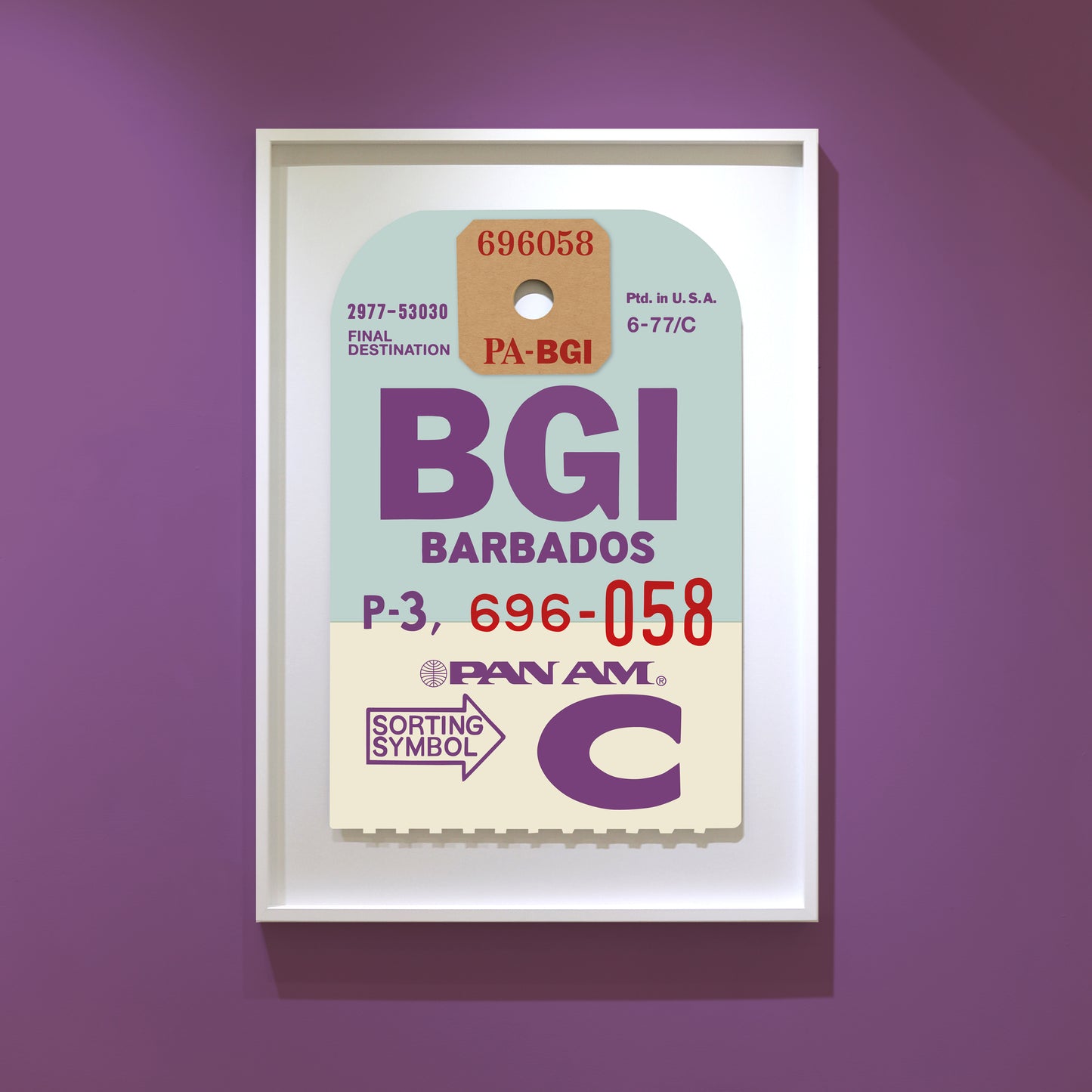 PAN AM 'BARBADOS' LUGGAGE TAG