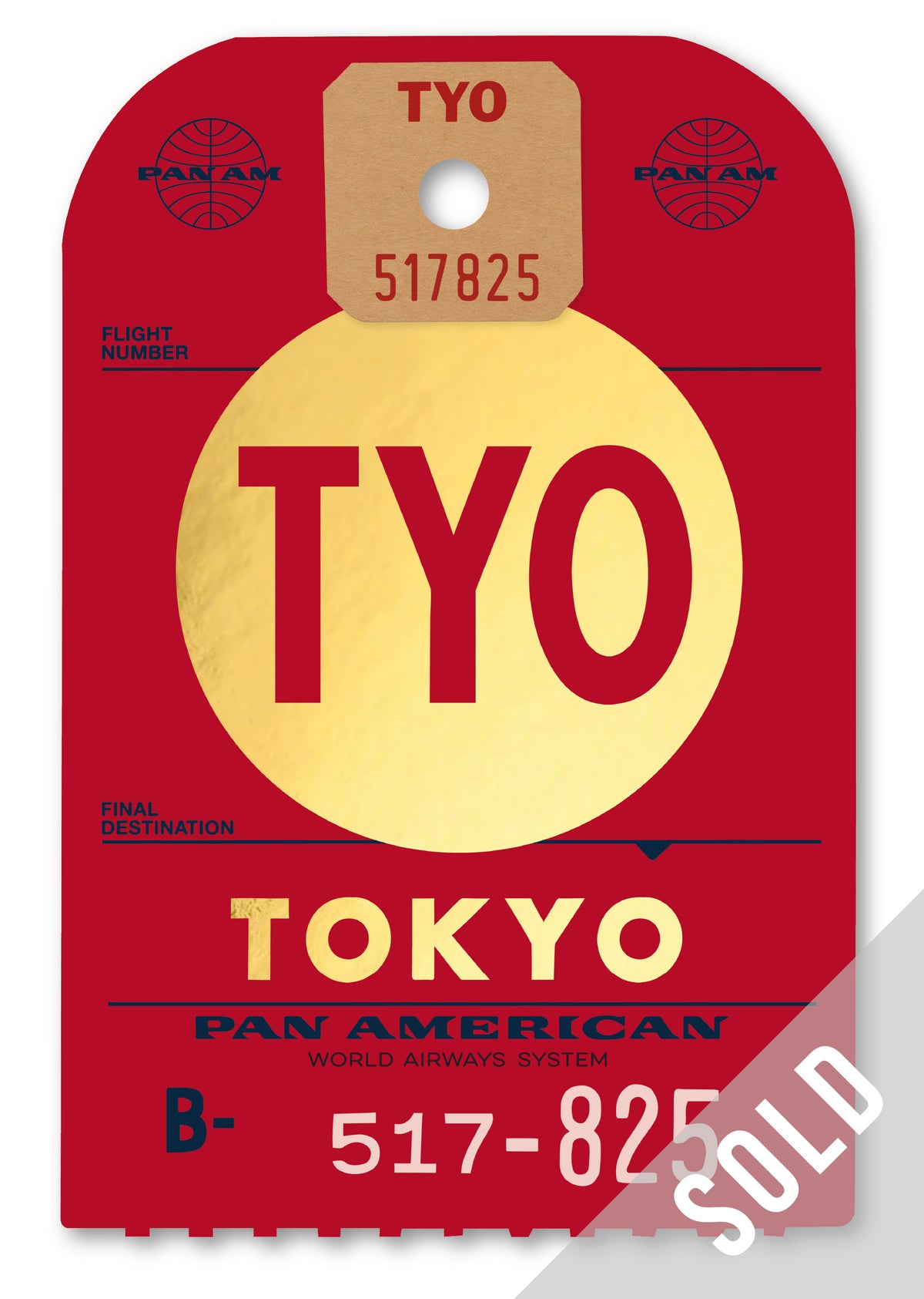 PAN AM GOLD TOKYO LUGGAGE TAG (SOLD)