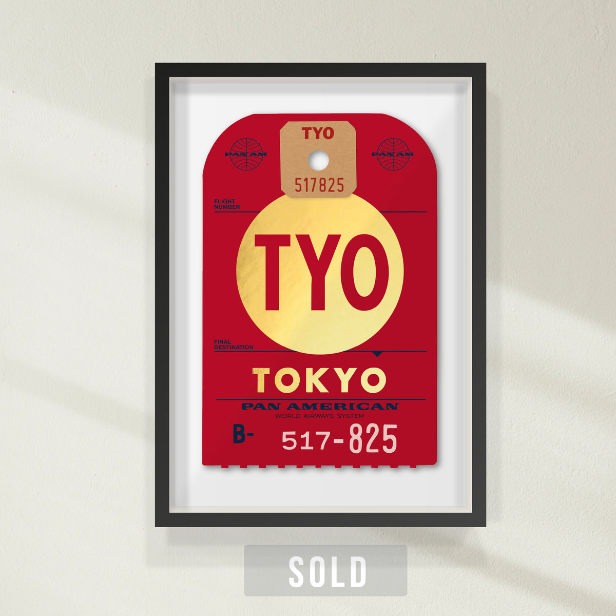 PAN AM GOLD TOKYO LUGGAGE TAG (UNIQUE PRINT)