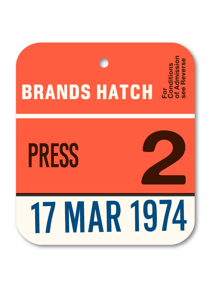1974 BRANDS HATCH PRESS PASS TAG