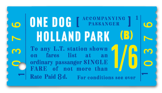 DOG TRAIN TICKET HOLLAND PARK (BLUE)