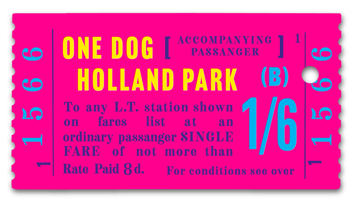 DOG TRAIN TICKET HOLLAND PARK (PINK)