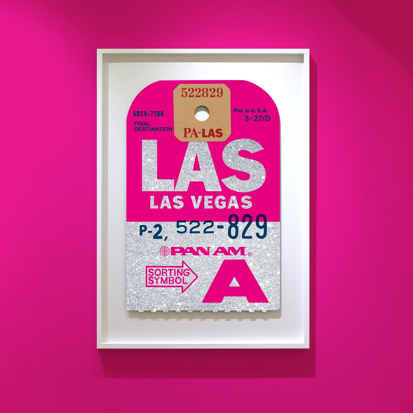 PAN AM GLITTER ‘LAS VEGAS’ PINK LUGGAGE TAG