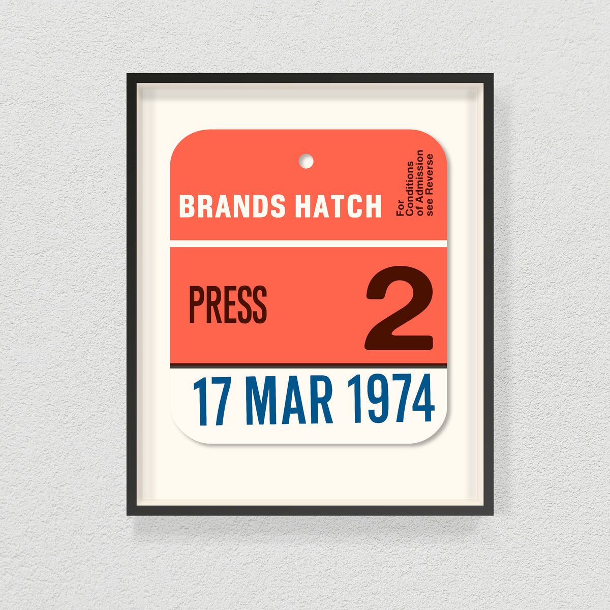 1974 BRANDS HATCH PRESS PASS TAG