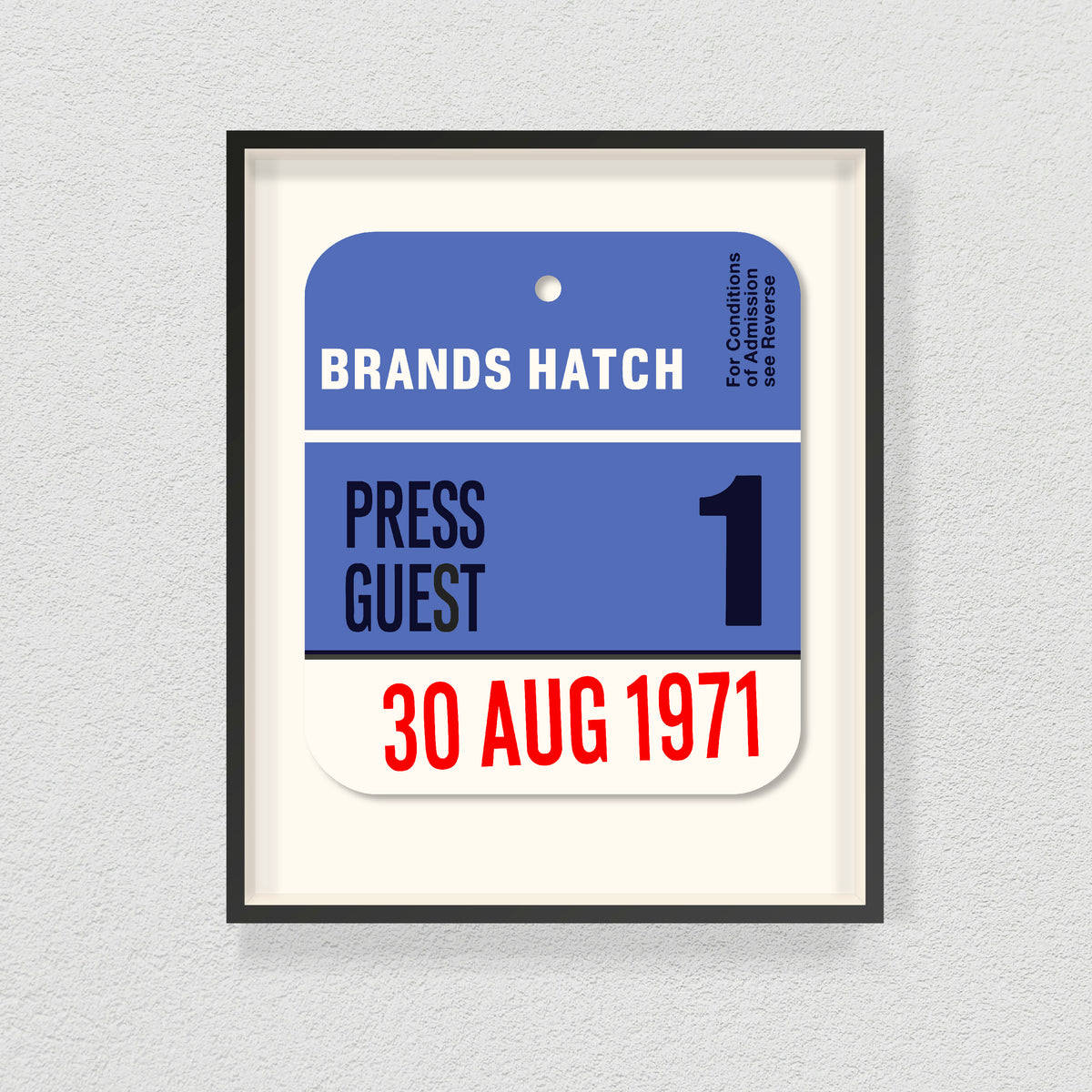 1971 BRANDS HATCH PRESS GUEST PASS TAG