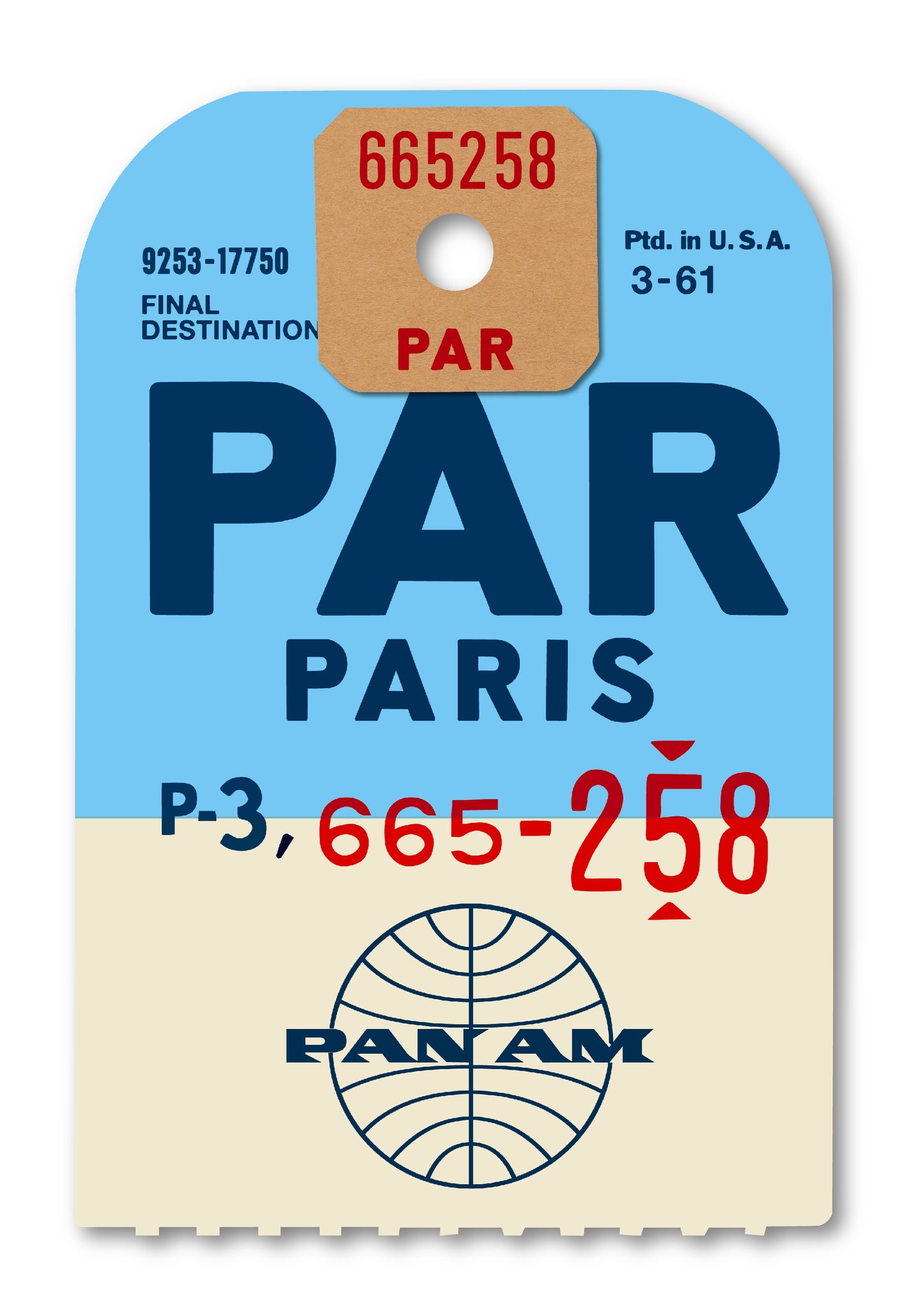 PAN AM ‘PARIS’ LUGGAGE TAG