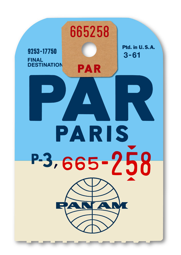 PAN AM ‘PARIS’ LUGGAGE TAG
