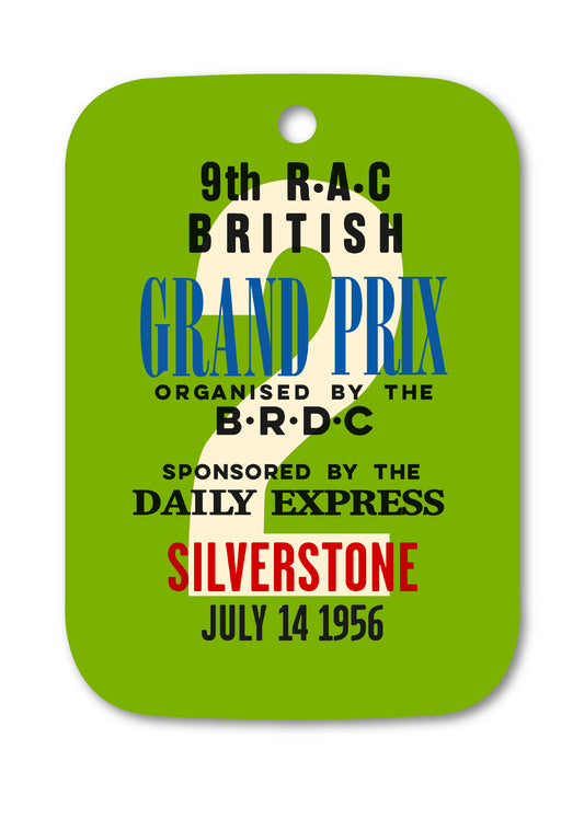 1956 SILVERSTONE F1 GRAND PRIX DAILY EXPRESS ENTRY TAG