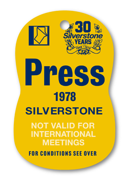 1978 SILVERSTONE PRESS PASS TAG