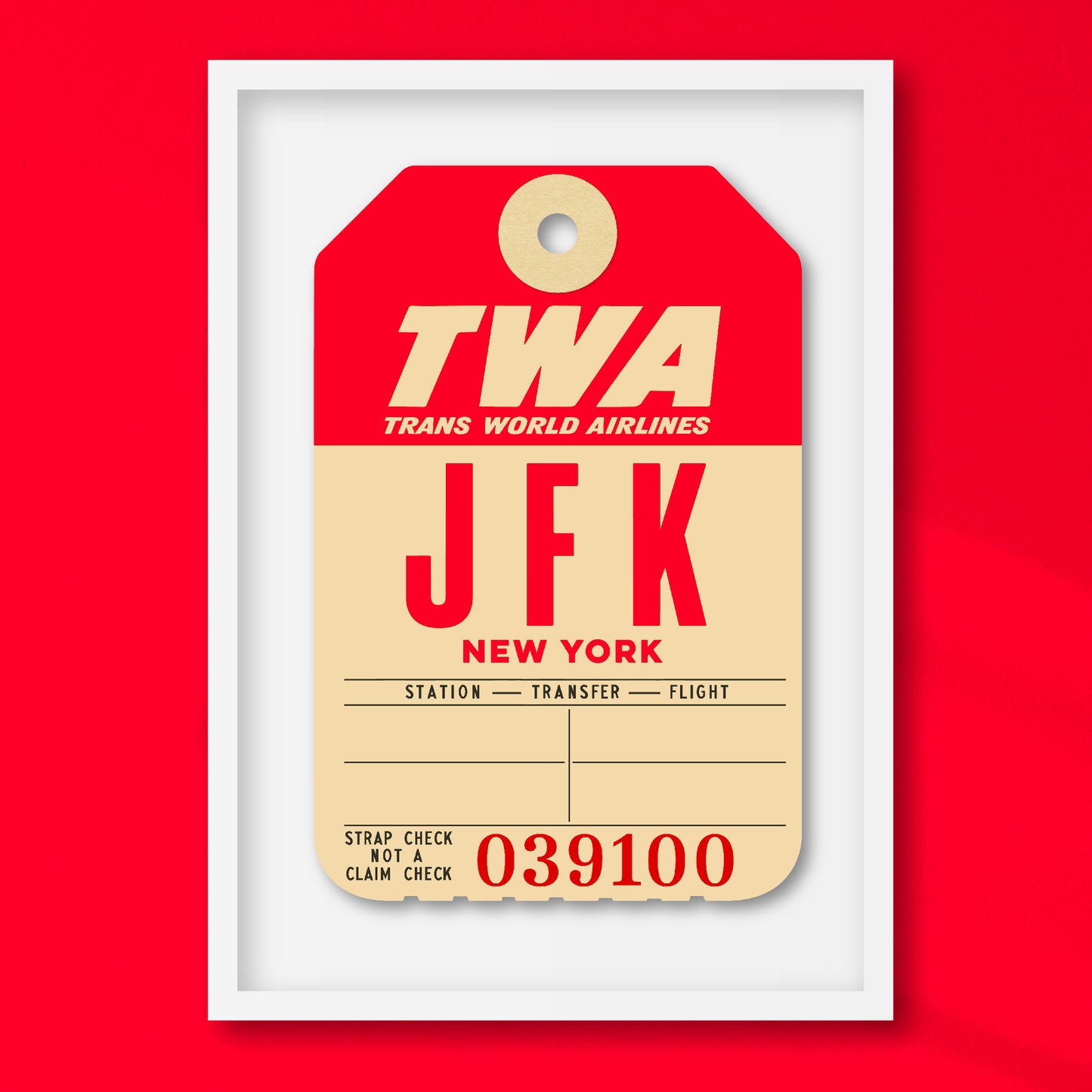 TWA ‘JFK’ LUGGAGE TAG