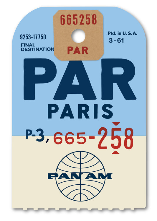 PAN AM ‘PARIS’ LUGGAGE TAG