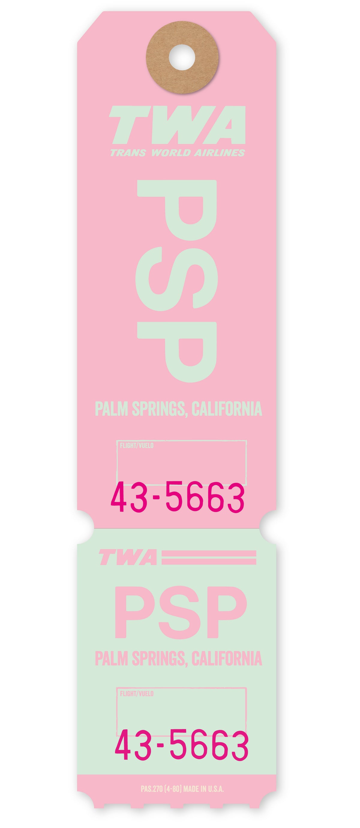 TWA ‘PALM SPRINGS’ LUGGAGE TAG
