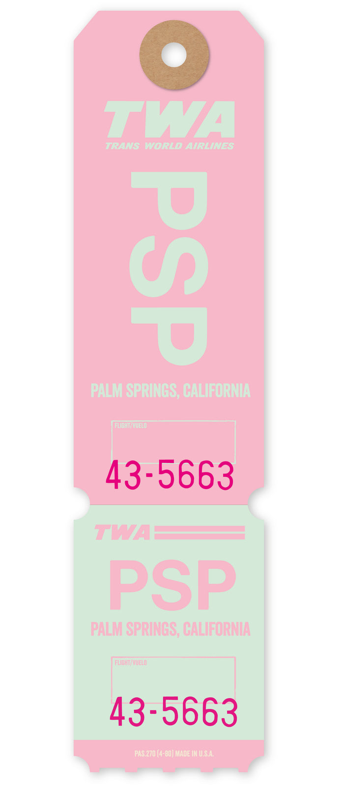 TWA ‘PALM SPRINGS’ LUGGAGE TAG