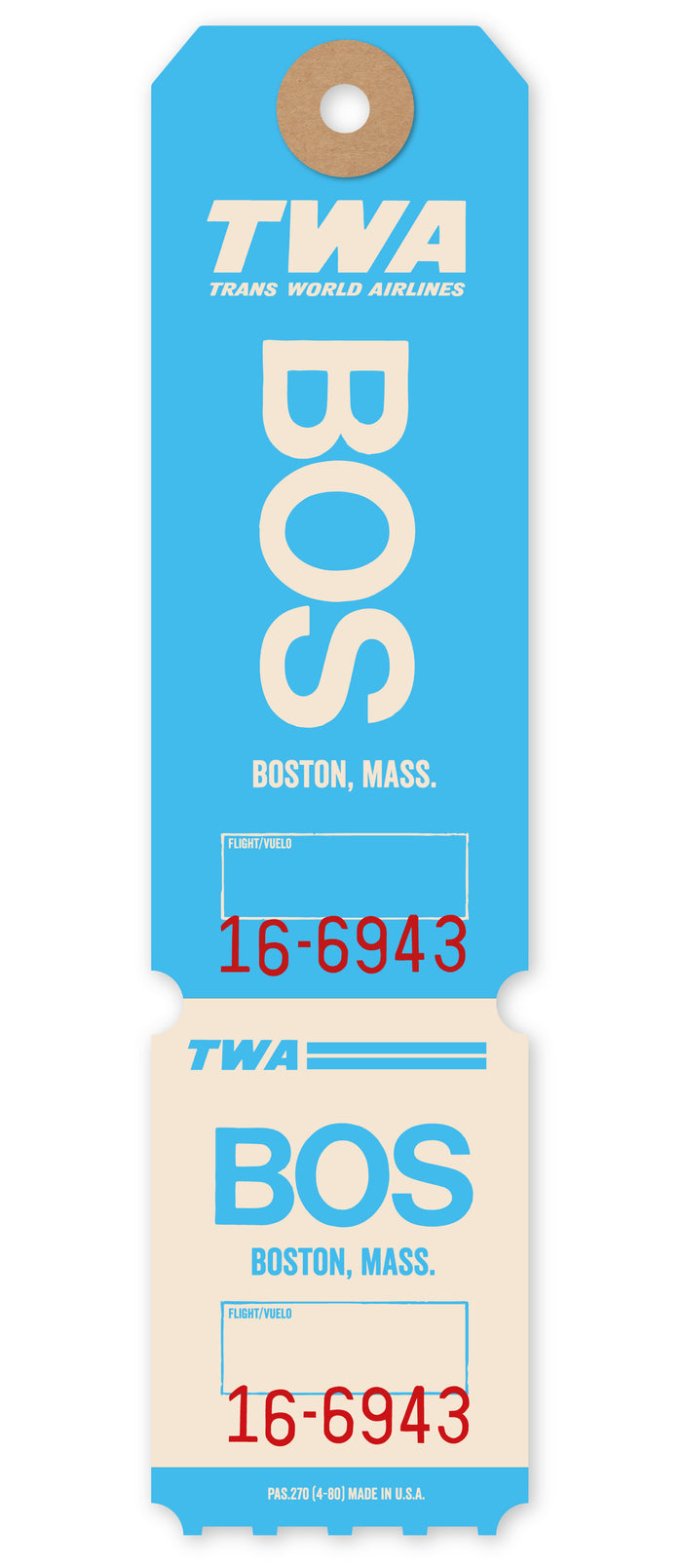 TWA ‘BOSTON’ LUGGAGE TAG
