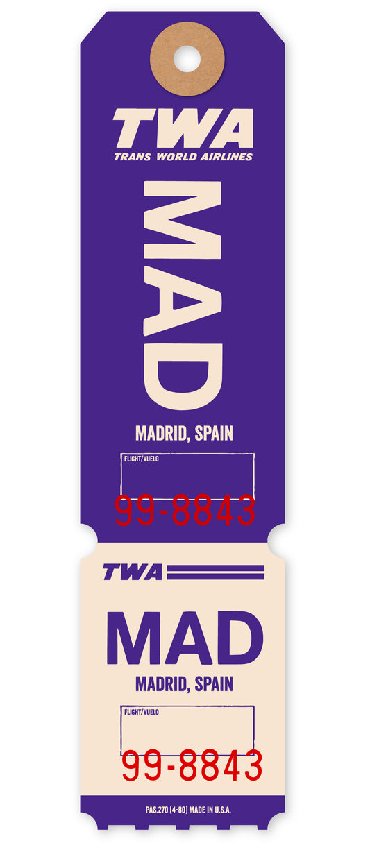 TWA ‘MADRID’ LUGGAGE TAG