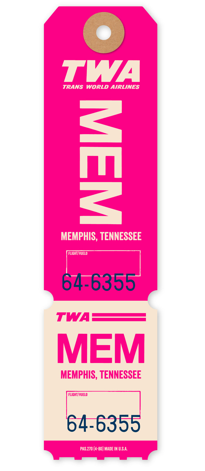 TWA ‘MEMPHIS’ LUGGAGE TAG